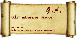 Günsberger Andor névjegykártya